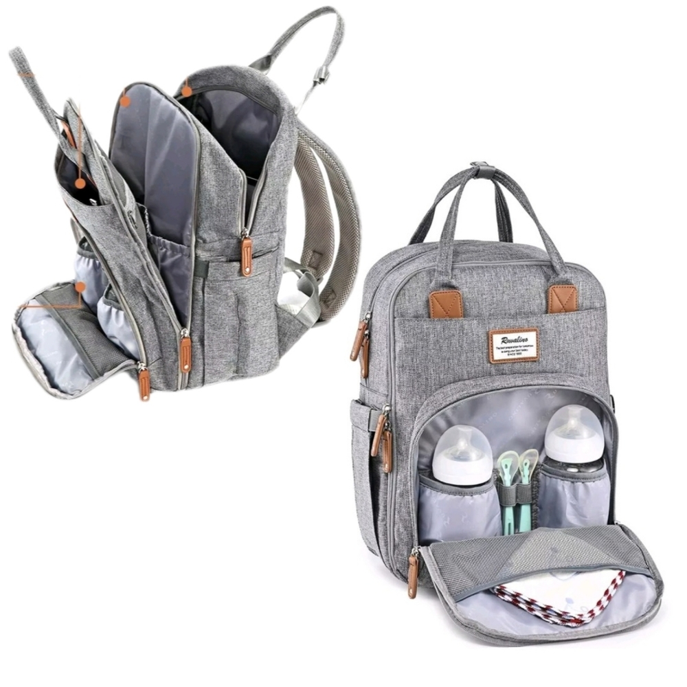RUVALINO Diaper Bag Backpack Multifunction Travel Back Pack Baby Items Heather - Picture 2 of 11